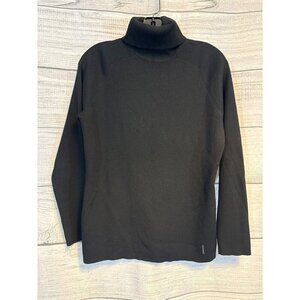 Tory Burch Black Turtleneck Ribbed Sweater L